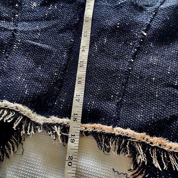 Rebecca Taylor Navy Tweed Look Jacket Fringe Accents SZ 2 Dressy - Picture 11 of 13
